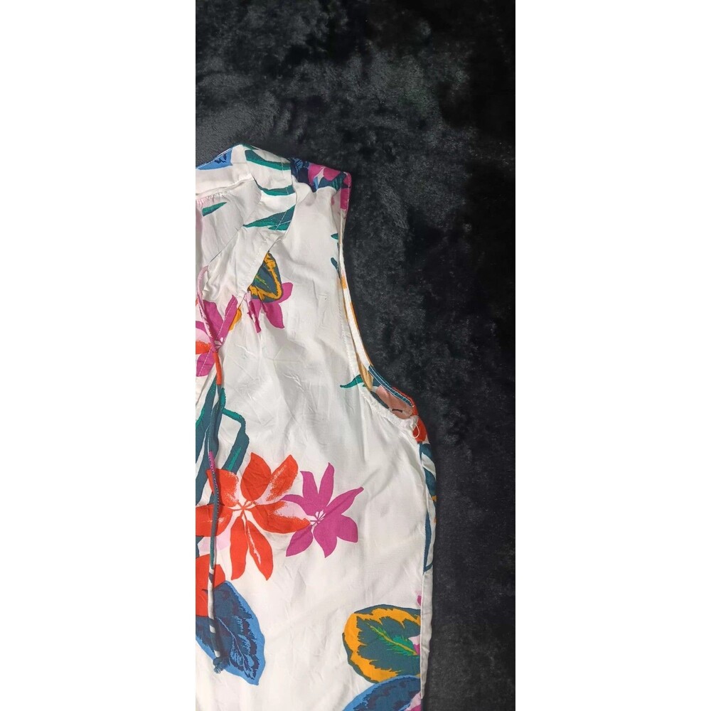 Old Navy Sleeveless Lined Shift Dress S White Tropical Boho Beach Cruise Resort - Picture 4 of 10